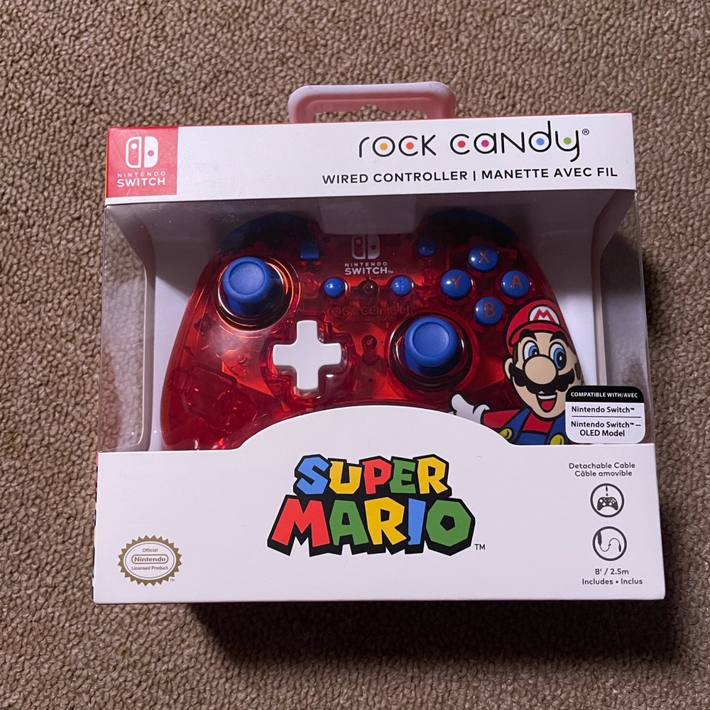 Brand New Rock Candy Super Mario Wired Controller for Nintendo Switch